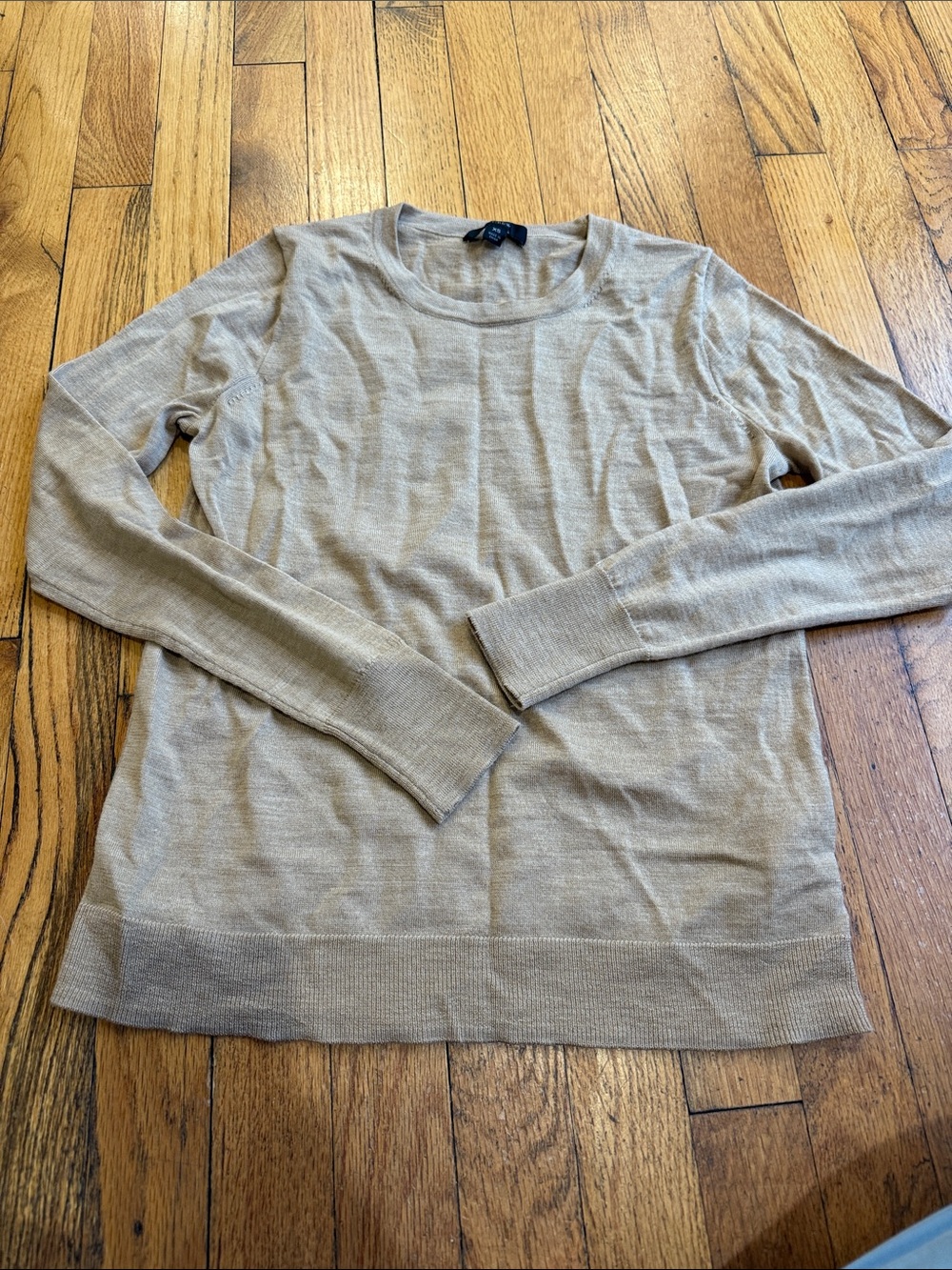 J. Crew Lightweight Merino Wool Crewneck Sweater in Beige